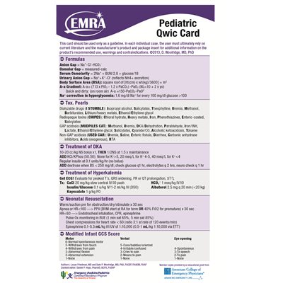 EMRA Pediatric Qwic Card